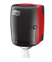 Tork Performance диспенсер макси для полотенец в рулонах с центральной вытяжкой, красно-черный